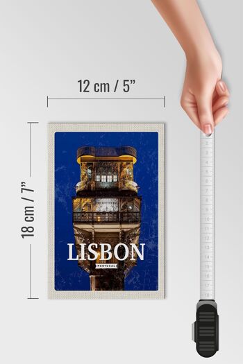 Panneau en bois voyage 12x18 cm Lisbonne Portugal architecture rétro 4