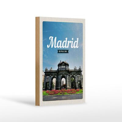Cartello in legno da viaggio 12x18 cm Madrid Spagna poster retrò ricordi