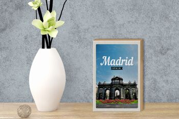 Panneau en bois voyage 12x18cm Madrid Espagne affiche rétro souvenirs 3