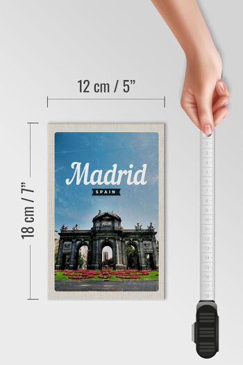 Panneau en bois voyage 12x18cm Madrid Espagne affiche rétro souvenirs 4