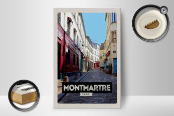 Panneau en bois voyage 12x18 cm Montmartre Paris vieille ville destination voyage 2