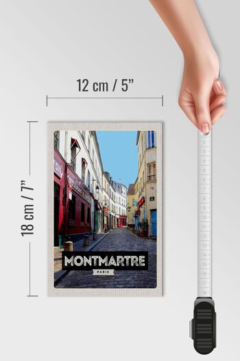 Panneau en bois voyage 12x18 cm Montmartre Paris vieille ville destination voyage 4