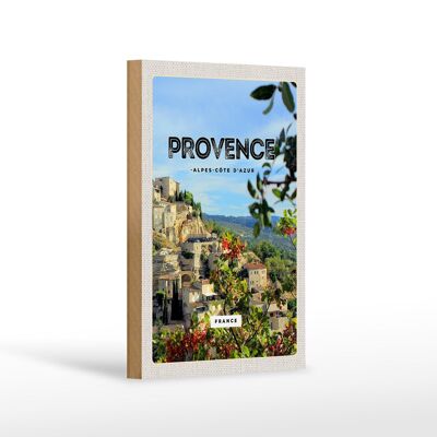 Wooden sign travel 12x18 cm provence France panorama picture decoration