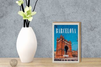 Panneau en bois voyage 12x18 cm Barcelone Espagne architecture rétro 3