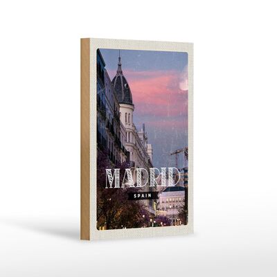 Cartel de madera viaje 12x18 cm Madrid España arquitectura destino de viaje