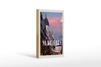 Panneau en bois voyage 12x18 cm Madrid Espagne architecture destination de voyage 1