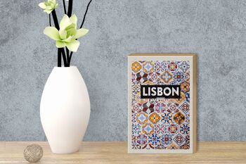 Panneau en bois voyage 12x18 cm décoration art mosaïque Lisbonne Portugal 3