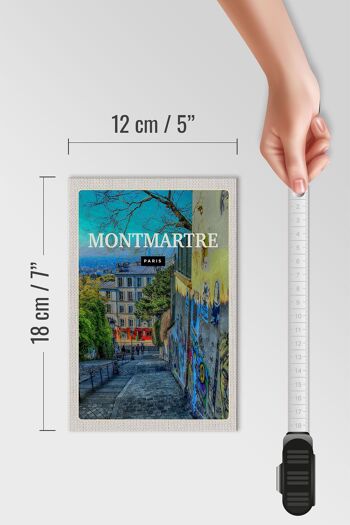 Panneau en bois voyage 12x18cm Montmartre Paris vieille ville crépuscule 4