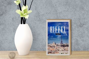 Panneau en bois voyage 12x18 cm Tour Eiffel panorama photo rétro 3