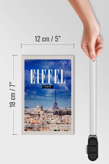Panneau en bois voyage 12x18 cm Tour Eiffel panorama photo rétro 4