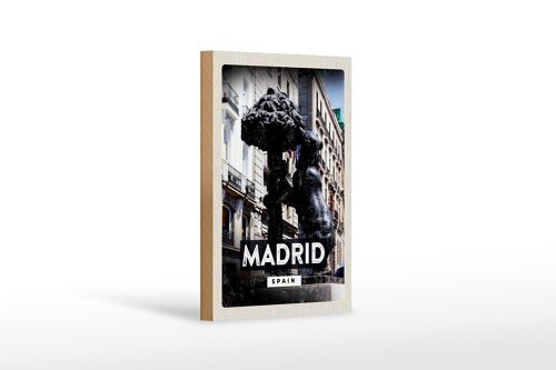 Holzschild Reise 12x18 cm Madrid Spain Statue des Bären Dekoration