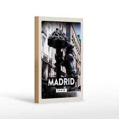 Cartel de madera viaje 12x18 cm Madrid España estatua del oso decoración