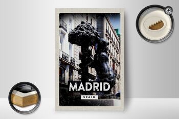 Panneau en bois voyage 12x18 cm Madrid Espagne statue de l'ours décoration 2