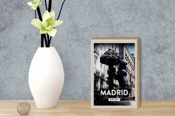 Panneau en bois voyage 12x18 cm Madrid Espagne statue de l'ours décoration 3