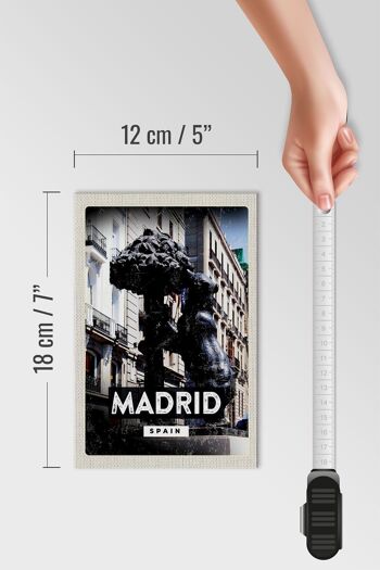Panneau en bois voyage 12x18 cm Madrid Espagne statue de l'ours décoration 4