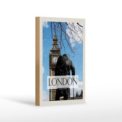 Targa in legno da viaggio, 12 x 18 cm, decorazione per destinazione di viaggio, Londra, Regno Unito, Big Ben