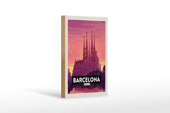 Panneau en bois voyage 12x18 cm Barcelone, image pittoresque, décoration artistique 1