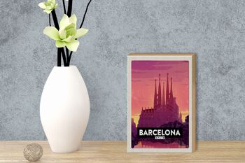 Panneau en bois voyage 12x18 cm Barcelone, image pittoresque, décoration artistique 3