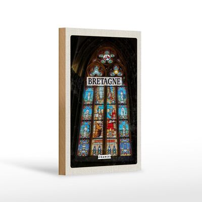 Cartello in legno da viaggio 12x18 cm Destinazione di viaggio cappella della Bretagna Francia