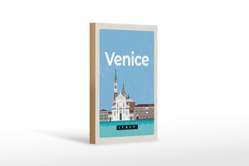 Panneau en bois voyage 12x18 cm Venise Italie vue photo cadeau 1