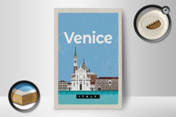 Panneau en bois voyage 12x18 cm Venise Italie vue photo cadeau 2