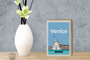 Panneau en bois voyage 12x18 cm Venise Italie vue photo cadeau 3