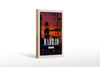 Panneau en bois voyage 12x18 cm Madrid Espagne décoration coucher de soleil 1