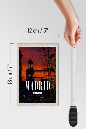 Panneau en bois voyage 12x18 cm Madrid Espagne décoration coucher de soleil 4