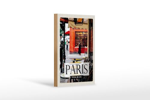 Holzschild Reise 12x18 cm Paris France Reisziel Stadt Cafe