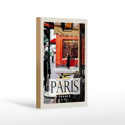 Cartello in legno da viaggio 12x18 cm Parigi Francia destinazione di viaggio caffè della città