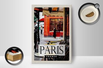 Panneau en bois voyage 12x18 cm Paris France destination de voyage café de ville 2