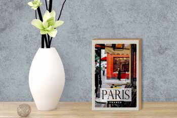 Panneau en bois voyage 12x18 cm Paris France destination de voyage café de ville 3