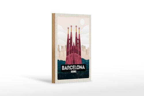 Holzschild Reise 12x18cm Barcelona Spain Kathedrale Schild