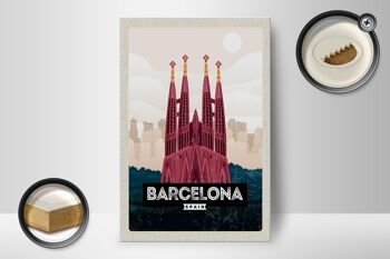 Panneau en bois voyage 12x18cm, panneau de la cathédrale de Barcelone, Espagne 2
