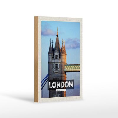 Wooden sign travel 12x18 cm London UK architecture destination