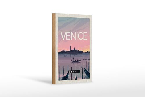 Holzschild Reise 12x18 cm Venice Italy Boot malerisches Bild