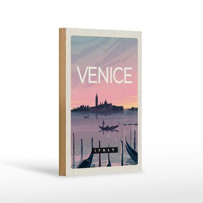 Cartel de madera de viaje 12x18 cm Venecia Italia barco cuadro pintoresco