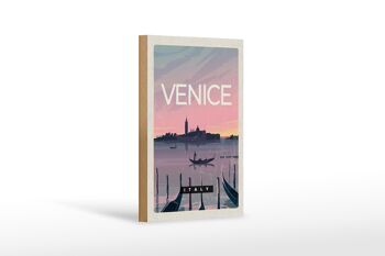 Panneau en bois voyage 12x18 cm Venise Italie bateau image pittoresque 1