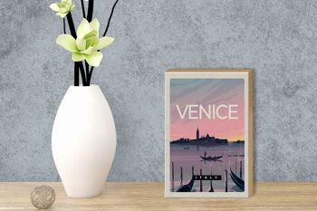 Panneau en bois voyage 12x18 cm Venise Italie bateau image pittoresque 3