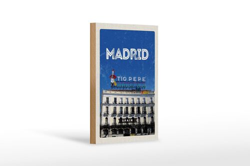 Holzschild Reise 12x18 cm Madrid Tio Pepe Symbol Dekoration
