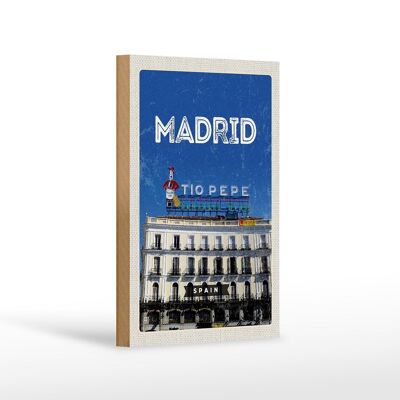 Cartel de madera viaje 12x18 cm Madrid Tío Pepe símbolo decoración