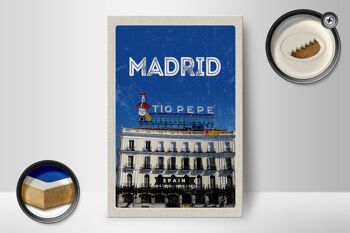 Panneau en bois voyage 12x18 cm décoration symbole Madrid Tio Pepe 2