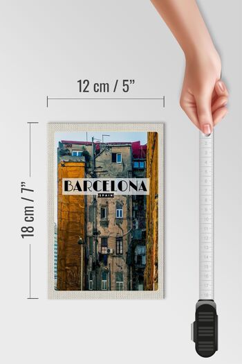 Panneau en bois voyage 12x18 cm Barcelone Espagne décoration de maisons anciennes 4