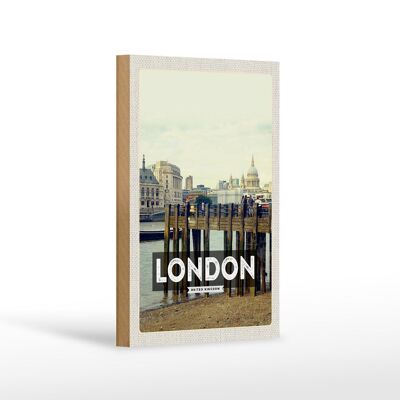 Wooden sign travel 12x18 cm London architecture gift
