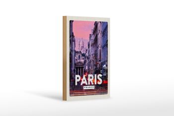 Panneau en bois voyage 12x18 cm décoration coucher de soleil panoramique Paris 1