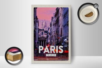 Panneau en bois voyage 12x18 cm décoration coucher de soleil panoramique Paris 2