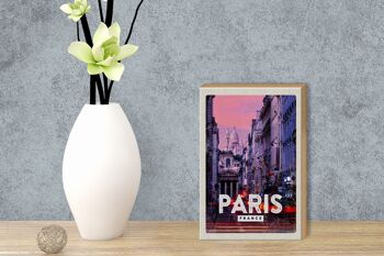 Panneau en bois voyage 12x18 cm décoration coucher de soleil panoramique Paris 3