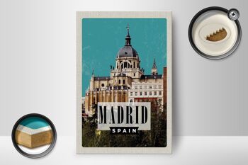 Panneau en bois voyage 12x18 cm Madrid Espagne destination de vacances cadeau 2