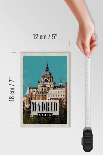 Panneau en bois voyage 12x18 cm Madrid Espagne destination de vacances cadeau 4