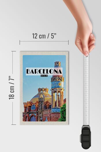 Panneau en bois voyage 12x18 cm Barcelone destination de voyage décoration style mosaïque 4